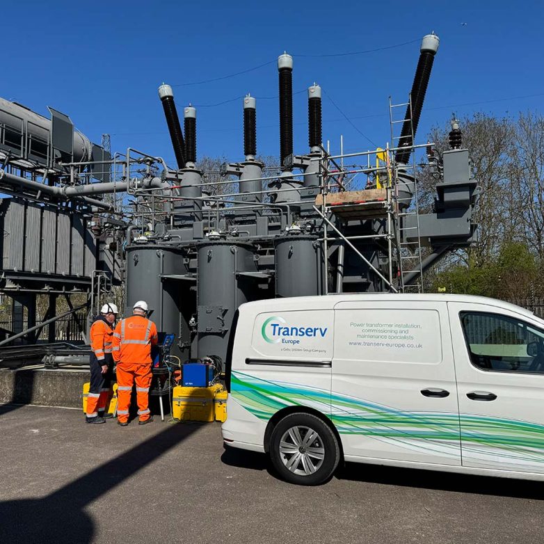 image of machinery workers and Transerve van